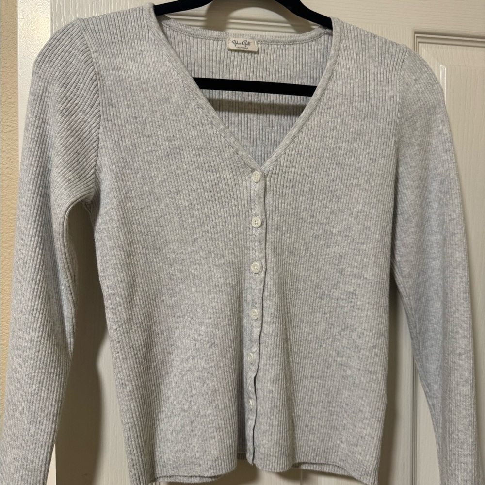 Brandy Melville Light Gray Button-Up Cardigan